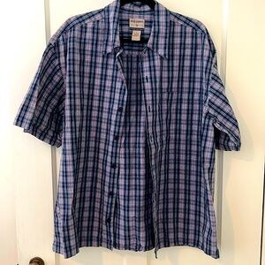 💕 SALE! Vintage Mens High Sierra Button Patriotic Red White Blue Shirt Plaid